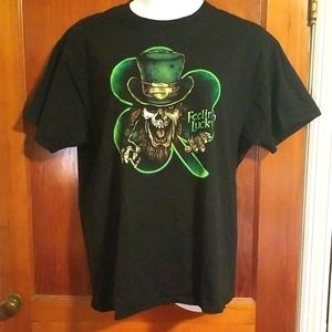 2018 Harley Davidson Motorcycle Skull Leprechaun Feeling Lucky Shirt X-Large